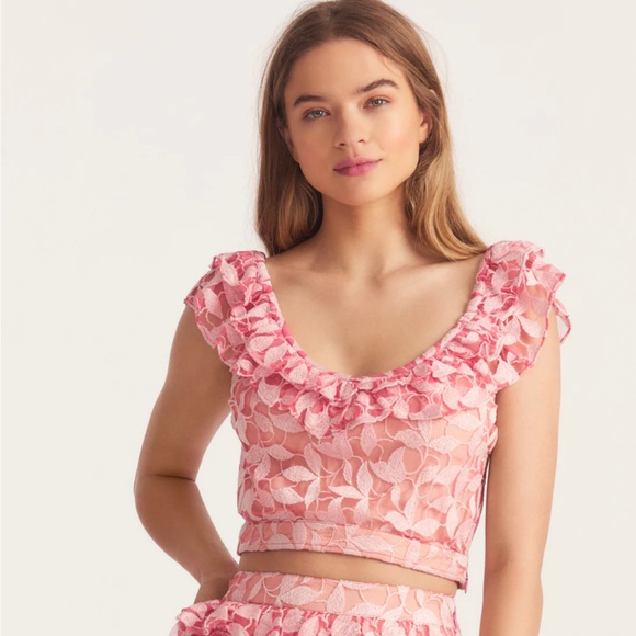 LOVESHACKFANCY Constantina Top in Pink Magnolia